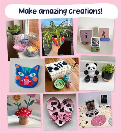 Pott'd Air Dry Clay for Adults. Beginners Home Pottery Kit for Adults. DIY Craft Kit for Adults. Kit Includes: Air-Dry Clay for Adults, Tools, Paints, Brushes, Sealant, How-to-Guides