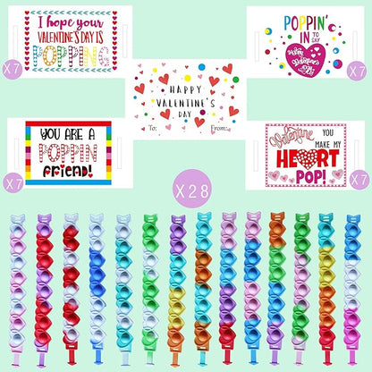 Valentines Day Gifts for Kids Classroom, 28 Valentine Cards Bulk for School Class Prizes Party Favors Boys Girls Exchange Gift, Goodie Fillers Crafts Boxes