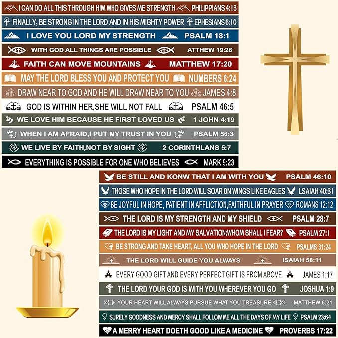 JUNEBRUSHS Bible Verse Bracelets, 24pcs Inspirational Christian Faith Hope Jesus Silicone Bracelets Wristbands for Men Women Party Christian Gifts Supplies(24 Designs)