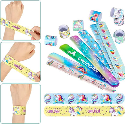 48pcs Slap Bracelets Kids Girls Snap Bracelet Bands for Rainbow Wristbands Bracelets Party Rainbow Party Fillers Decoration