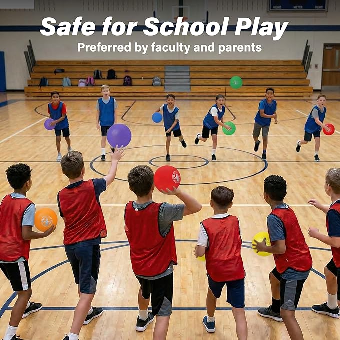 GoSports Inflatable Dodgeballs - Choose 5 Inch or 7 Inch No Sting Balls - Set of 6 Includes Ball Pump & Mesh Bag