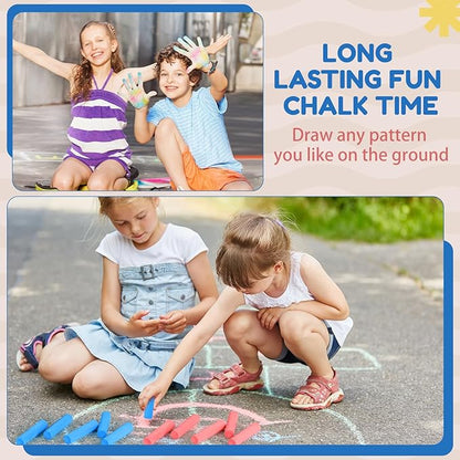 Fulmoon 40 Pcs Jumbo Sidewalk Chalk for Kids Outdoor Art Non Toxic Large Washable Street Chalk for Adults Drawing Painting Graffiti Classroom(Red, Blue,Round Style)