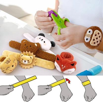 12 PCS Stuffed Animal Slap Bracelets Plush Animal Slap Bracelets Cute Wrist Slap Band Toy Wrist Animals Wrist Pets Slap Bracelet Wrist Toy for Boys Girls Easter Birthday Gifts Party Favors 6 Styles