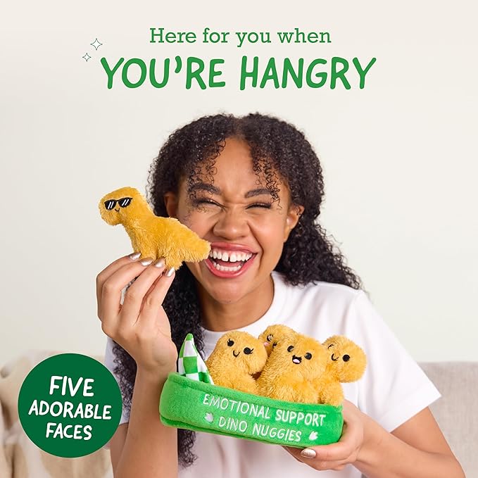 Emotional Support Dino Nuggies by Relatable, Cuddly Stuffed Animals and Dinosaur Toys, Great Gift Ideas for Loved Ones of All Ages, Includes 5 Dinosaur Plushies with Carrying Basket