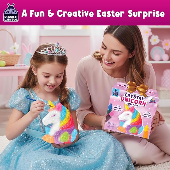 PURPLE LADYBUG Crystal Growing Kit for Kids - All-in-One Educational Gifts for Girls 8-12 Years Old, Crystal Making Experiment, Unicorn Theme STEM Kit for Girls, Fun Science Activity for Kids