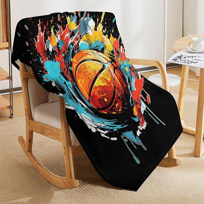 Basketball Throw Blanket - Soft Flannel Sports Basketball Blankets for Girls Boys Kids Pet Basketball Lovers - Warm Basketball Throw Blankets for All Season Sofa Lap, Chair - 40"x30"
