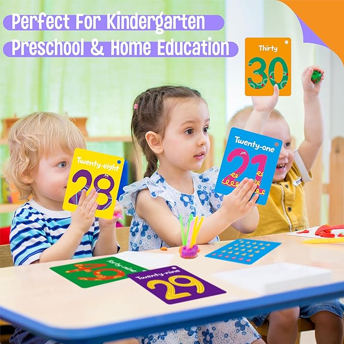 51 PCS Number Flashcards, 0-50 Double Sided Printed Cards with 2 Reclosable Rings, Learn Numbers, Learn to Count-Fun Learning and Educational Flashcards Learning Tool for Kids, Preschoolers, Toddlers