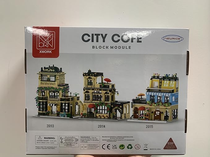 City Cafe Architecture Building Kit with LED Lights,3 Levels City Cafe Model Building Blocks Toy,for 12+Age Teen,Adult（1443 Pieces）