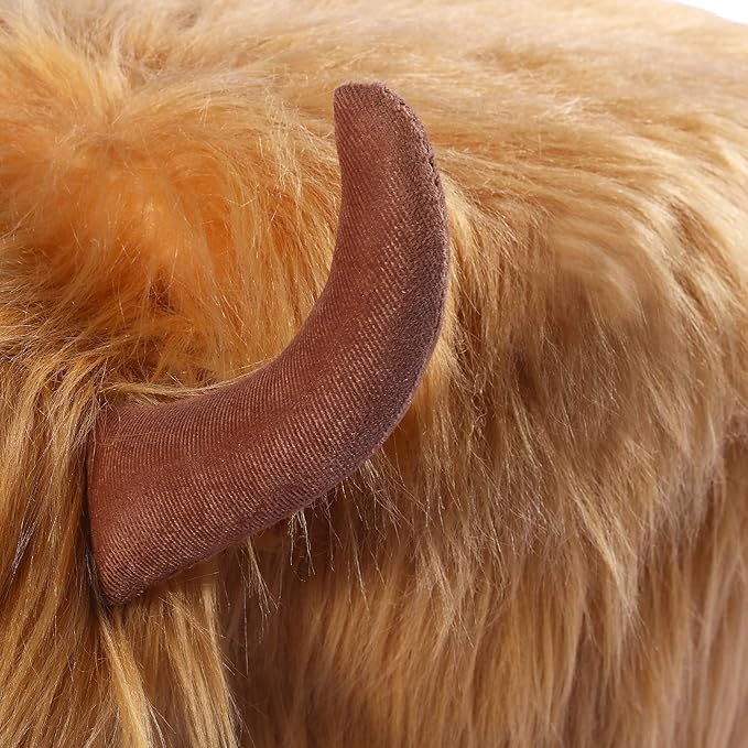 GIA Kids Ottoman with Storage, Foot Stand and Wooden Legs, MacGregor Highland Cow, Brown