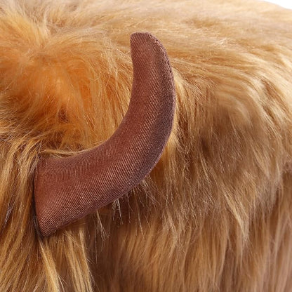 GIA Kids Ottoman with Storage, Foot Stand and Wooden Legs, MacGregor Highland Cow, Brown