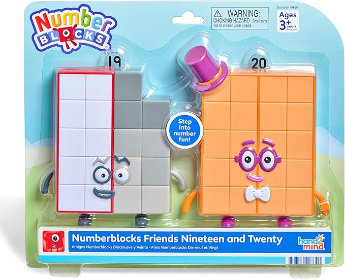 hand2mind Numberblocks Friends Nineteen and Twenty Figure Pack, Number and Counting Toys for Toddlers, Play Figure Playsets, Small Figurines for Kids, Kindergarten Math and Pretend Play Toys