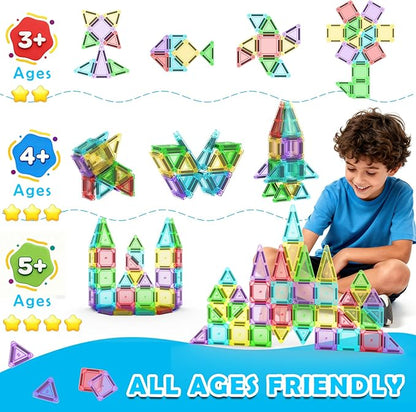 Mini Magnetic Tiles Travel Set with Case 30pcs, Mini Travel Magnet Tiles, Portable Travel Size Magnetic Tiles for Kids Ages 3-5 4-8 Boys Girls, STEM Magnet Toys for Outdoor, Kids Gift