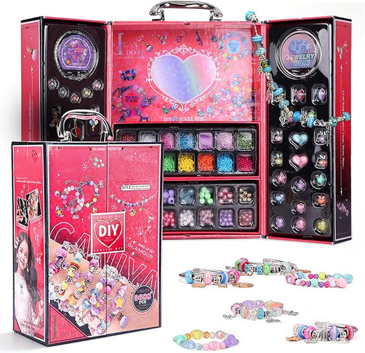 Woiworco Jewelry Making Kits Bracelet Making Kit with Jewelry Box, Valentine's Day Gifts Birthday Gifts for Kids Girls 4-6 8-12, Art and Craft Set