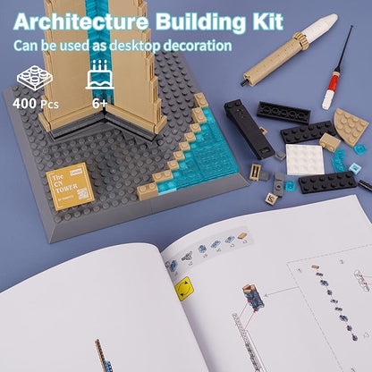 Oichy CN Tower Building Blocks Set, 400 PCS Famous Architecture Model Building Kits, Collection CN Tower Model Building Blocks for Adults and Kids