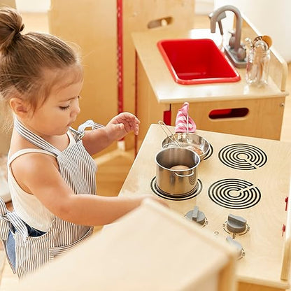 ECR4Kids Play Kitchen Stove, Wooden Playset, Natural