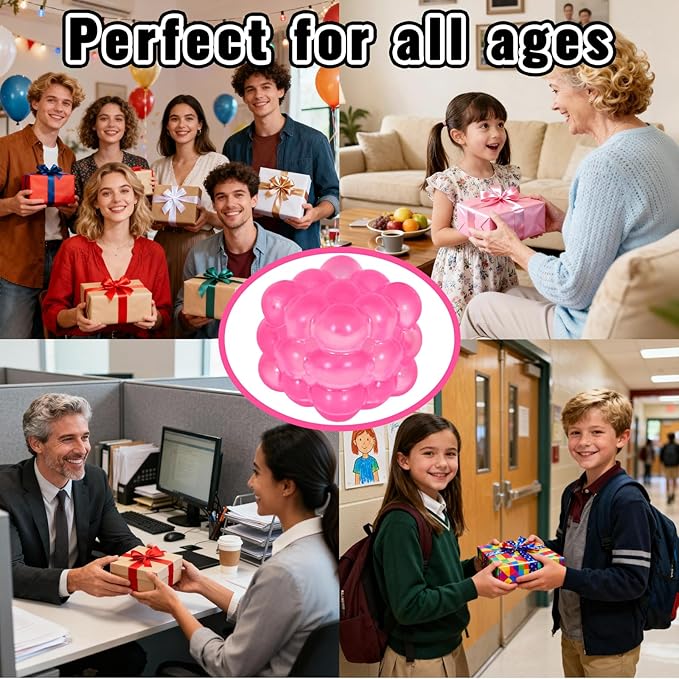 Ice Cube Squishy Fidget Toy, Standard Size 1.96 in Stress Ball for Adults and Kids, Puffwize Soft Textured Sensory Toy with Irregular Shape for Anxiety Relief and Improving Focus(Pink)