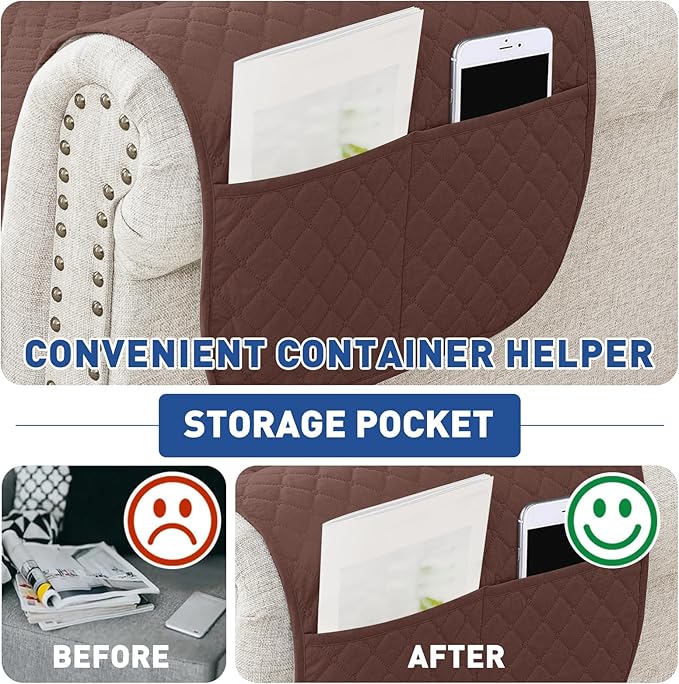 XINEAGE Loveseat Sofa Cover Waterproof Couch Covers for 2 Cushion Couch, Soft Washable Slipcover with Pockets & Non-Slip Elastic Straps, Thick Furniture Protector (Loveseat, Coffee)