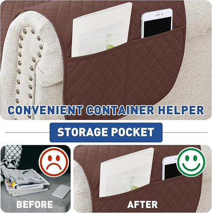 XINEAGE Loveseat Sofa Cover Waterproof Couch Covers for 2 Cushion Couch, Soft Washable Slipcover with Pockets & Non-Slip Elastic Straps, Thick Furniture Protector (Loveseat, Coffee)