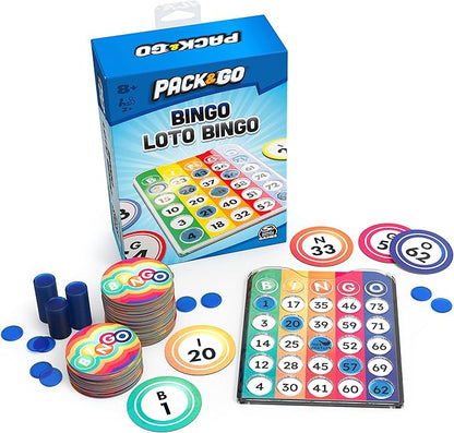 Pack & Go Bingo Game from Spin Master Games Outdoor Games Kids Games Yard Games Portable Rainbow Bingo Chips Games for Adults and Kids Ages 8 and up