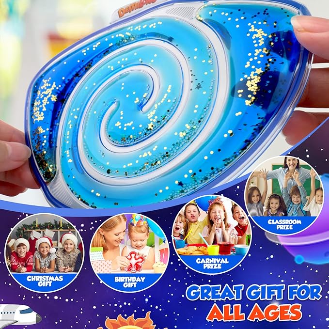 Squishy Sensory Toys for Kids - 4 Pack Fidget Toy Sensory Maze for Autism - Stress Relief Toys for Calm Down - Squeeze Fidget Toy Filled Goo, Glitter, Prizes for Kids Classroom, Goodie Bags Stuffers