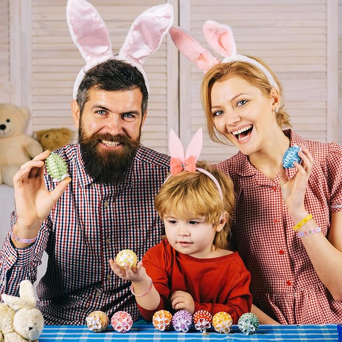 AnyDesign 35Pcs Easter Silicone Bracelets Easter Bunny Rabbit Egg Flower Carrot Rubber Wristband Pastel Spring Holiday Bracelet for Party Favor Supplies Goodie Bag Fillers