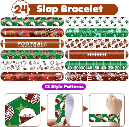 48PCS Football Party Favors - 24PCS Temporary Tattoos & 24PCS Slap Bracelets - American Rugby Themed Birthday Supplies, Decorations, Gifts, Classroom Prizes for Kids, Boys & Cheerleaders