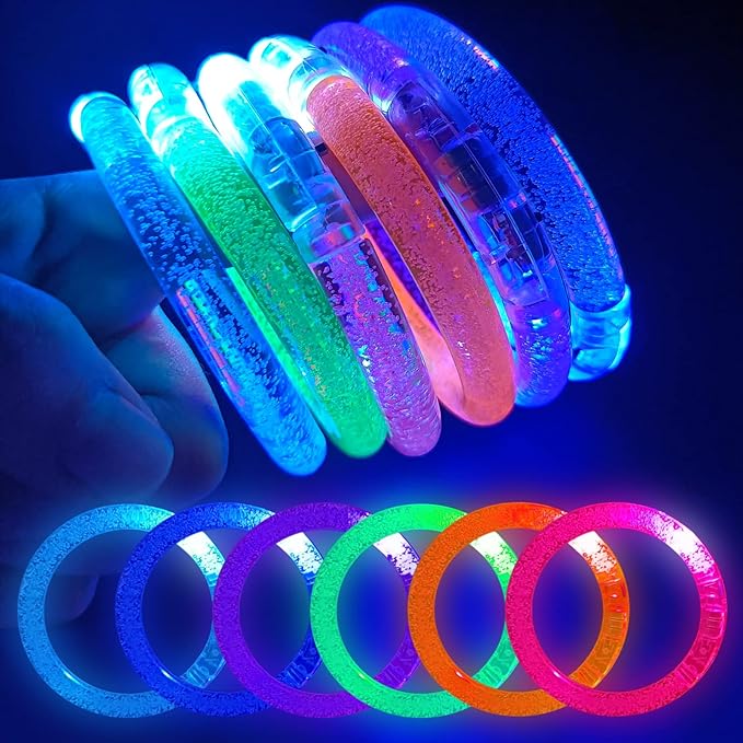 30 Pcs Glow In The Dark Bracelets, 6 Colors LED Bracelets Bulk Party Supplies for Kids and Adults, Glow Neon Party Favors Toys for Carnival Halloween Christmas Birthday Wedding