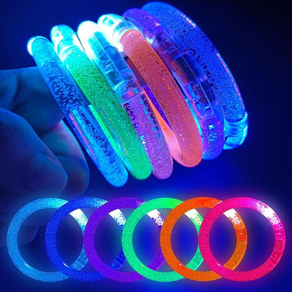 60 Pcs Glow In The Dark Bracelets, 6 Colors LED Bracelets Bulk Party Supplies for Kids and Adults, Glow Neon Party Favors Toys for Carnival Halloween Christmas Birthday Wedding
