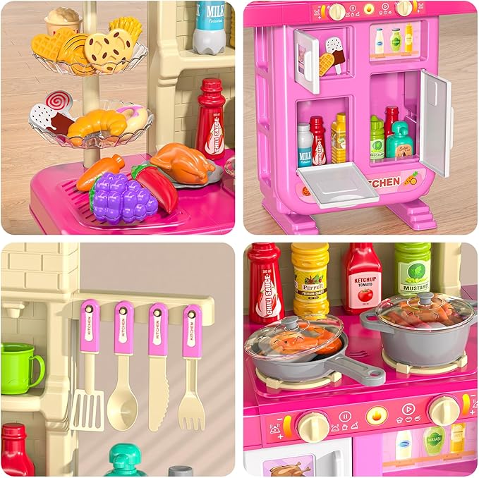 Pretend Play Kitchen Toy for Girls Age 3 4 5 6 7 8 - Toy Kitchen Accessories Food Toy for 3 4 5 6 Years Old Girls, Cutting Food Toy, Pretend Play for Toddlers 3-5, Girls Gifts Cooking Toys