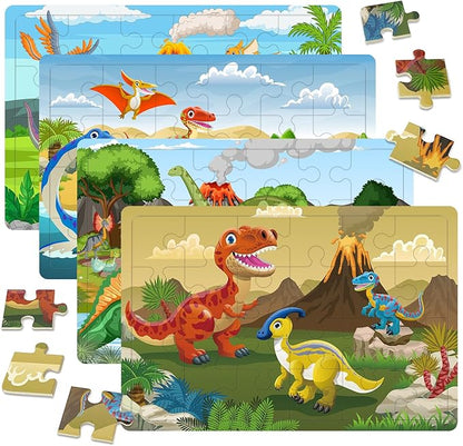 Puzzles for Kids Ages 3-5 4-6, 24 Pieces Dinosaur Wooden Jigsaw Puzzles for Toddlers Ages 3 4 5 6 Year Olds Educational Learning Toys Children Puzzles for Kids Boys and Girls