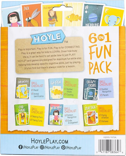 Hoyle 6 in 1 Kids Playing Cards Multi Game Pack, 6 Fun Games in 1 (Ages 3+)