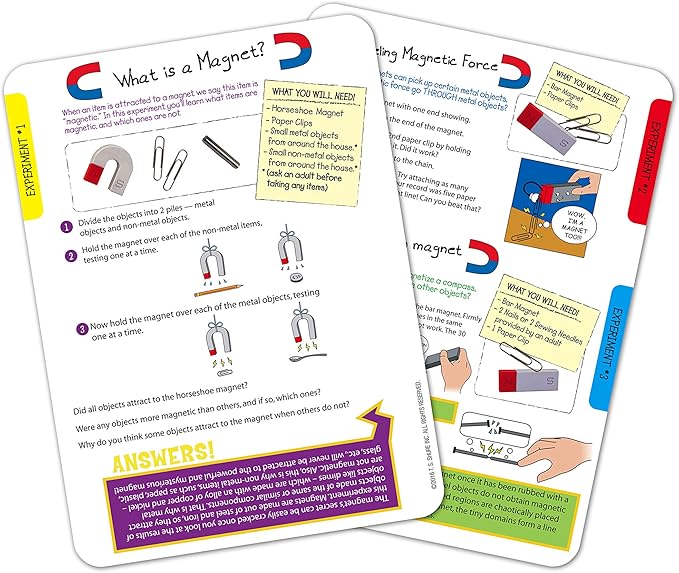 Bendon TS Shure Educational Magnetic Science Experiment Learning Tin with 8 Magnets and 5 Paper Clips 50521