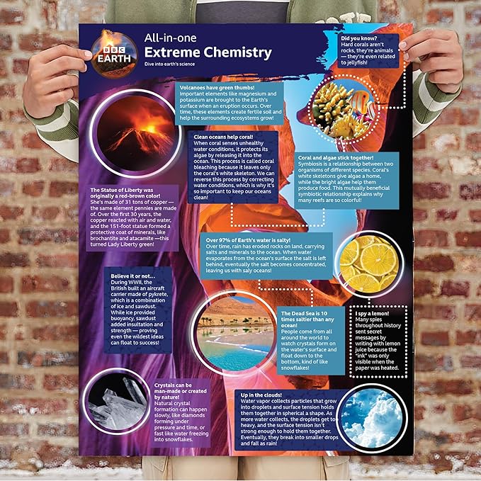 BBC Earth All-in-One Extreme Chemistry, Conduct 10 Science Experiments Including Color Science, Erupting Volcano, Acid & Base Chemistry, Learning & Education Toys, Science Experiments for Kids 6-8