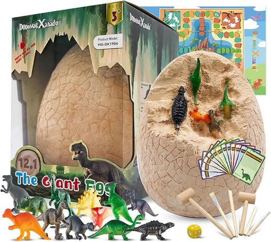 DoDoMagxanadu Dinosaur Egg Excavation Kit, Dinosaur Egg Toyss for Boys Discover Jumbo Egg, Gaint Egg, Dino Egg Dig Kit Science STEM Dinosaur Party Favors Easter Basket Stuffers Gifts for Boys & Girls