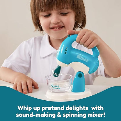 Joyin Play Kitchen Toys, Pretend Play Kitchen Appliances Toy Set with Coffee Maker, Mixer, Toaster with Realistic Lights& Sounds, Birthday Gift for Kids Ages 2 3 4 5, Blue