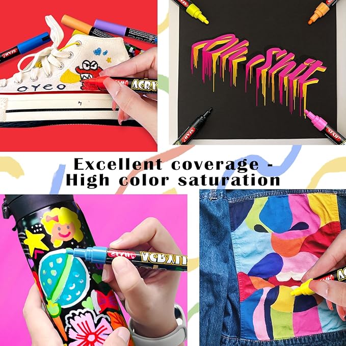 SFAIH Acrylic Creative Markers Set of 60 With 14 Metallics, Organizer, 3mm Medium Tips - Holiday Paint Markers, The Perfect Creative Gift for Any Occasion - Art Supplies