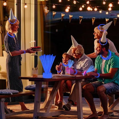 75 Glow Sticks Bracelets and Necklaces, 8'' Glowsticks Bulk Pack Bright Glow in the Dark Party Supplies for Kids (Blue)