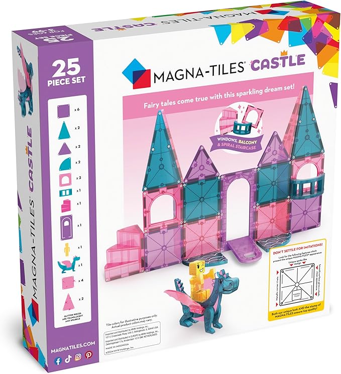 MAGNA-TILES Castle 25-Piece Magnetic Construction Set, The Original Magnetic Building Brand