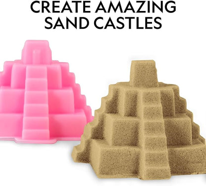 National Geographic 6 Lb. Moon Sand Combo Pack - 2 Lbs. Each of Blue, Purple and Natural Play Sand with Castle Molds - A Fun No Mess Sensory Activity, Kids Fake Sand Play Set (Amazon Exclusive)