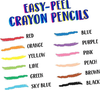 Crayola Crayon Pencils, Easy Peel, Assorted Colors, Coloring Supplies, 12 Count, Multi
