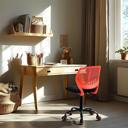 Homy Casa Armless Home Office Desk Chair, Colorful Task Chair with Soft Mesh Padded Cushion, Height Adjustable Swivel Study Computer Chair for for Girls Boys Teens (CO-Black, 1PC)