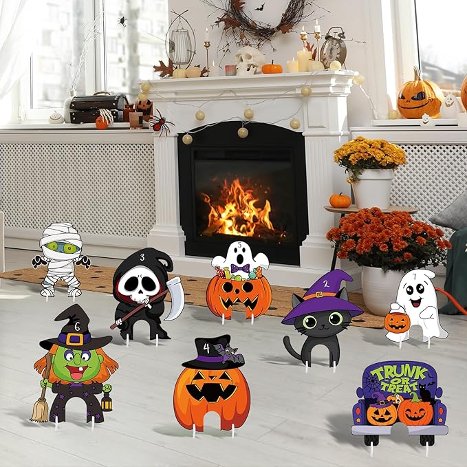 8Pcs Halloween Mini Golf Game Set, Halloween Yard Sign Games for Kids Party, Mini Golf Toy Game Include Clubs Balls Yard Sign Holes for Halloween Party Teens Golf Yard Lawn Indoor Outdoor Decorations