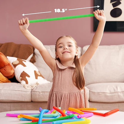 JOYIN 72 Pack Pop Tubes, Sensory Toys（Small） Fidget Tubes Party Favors - 9 Colors, Connectable and Extendable for Stress Relief - Perfect for Party, Classroom Exchange, School Reward