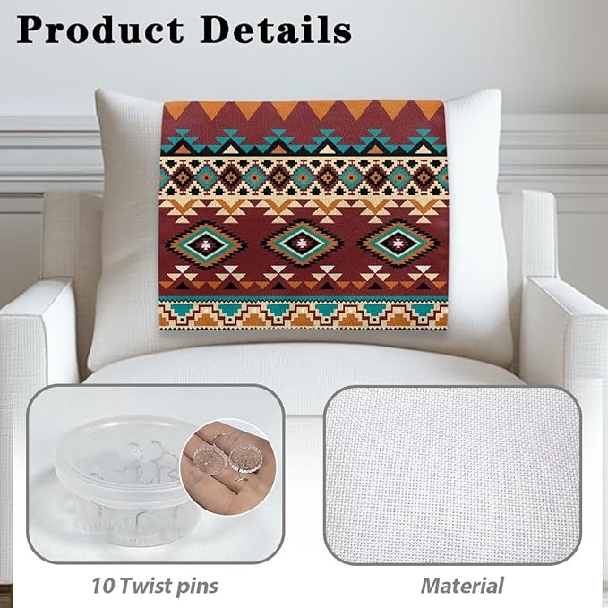 Aztec Retro Headrest Covers for Recliners Washable Couch Headrest Covers Wrinkle Resistant Sofa Headrest Slipcovers Furniture Protector for Home, Office & Theater Seat
