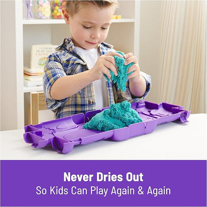Kinetic Sand, Castle Case with 1lb Teal Play Sand, Storage Container, Sensory Toys for Kids Ages 3 and up