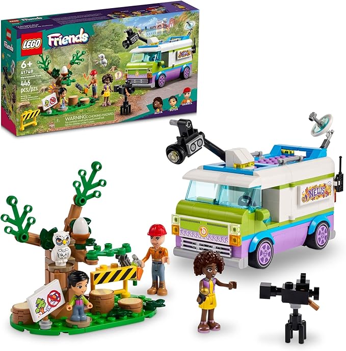 LEGO Friends Newsroom Van 41749 Building Toy Set, Creative Fun for Ages 6+, Includes Accessories So Kids Can Pretend to Film and Report The News, A Fun Birthday Gift for Kids Who Love Role Play