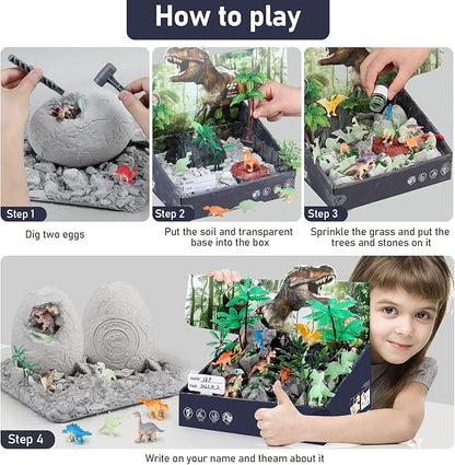 Jumbo Dino Eggs Dig Kit, Dinosaur Toys for Kids 5-7 8-12, 2 Dinosaur Eggs Excavation with Digging Tools, Educational STEM Toys for Boys Girls Birthday, Christmas, Easter Gift