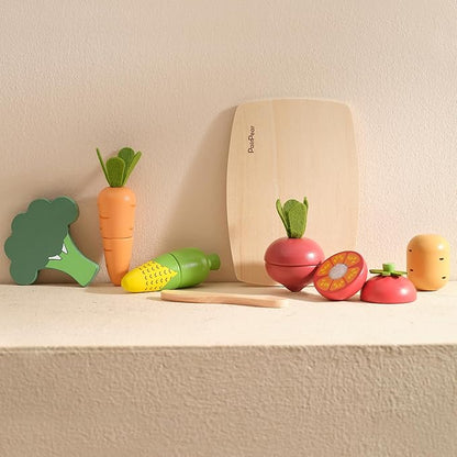 PairPear Wooden Toys Play Food Sets for Kids Kitchen, Kids Toy Food Cutting Vegetables Set for Toddlers 3+ Years Old, Pretend Food Play Kitchen Accessories for Girls and Boys