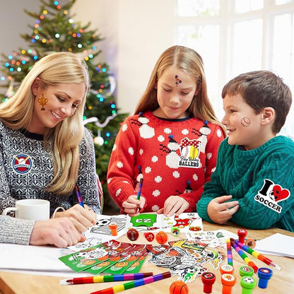 Cinrobiye 72 Pieces Sports Party Favors，Sports Goodie Bags Fillers ，Sports Coloring Book with Crayons，Ball birthday Party Supplies，Sports Games Class Prizes Gift for Classroom Sports School Party