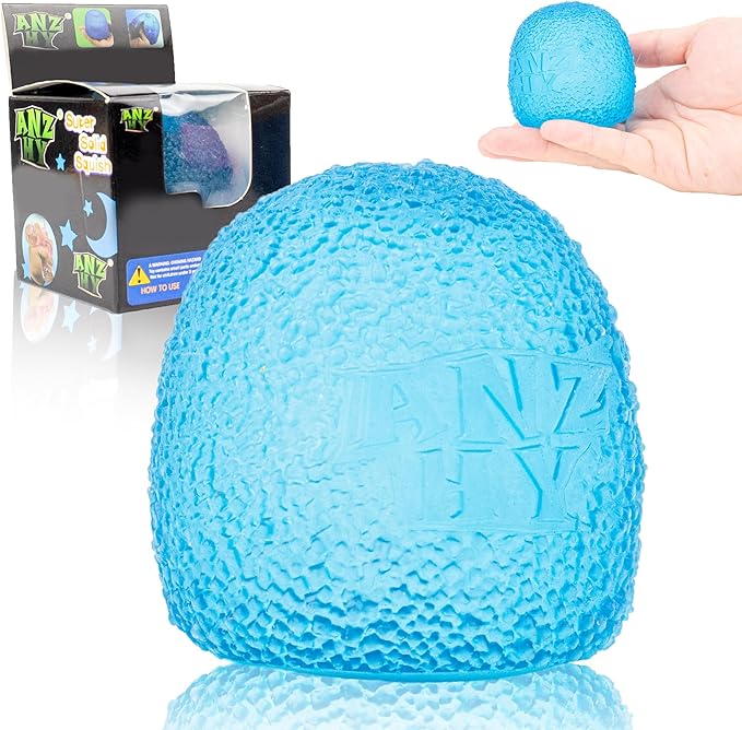 Squishy Stress Balls - Sensory Toys for Kids with Unique Needs - Fosters Creativity, Focus, and Fun - Great for Classrooms, Home, and Playtime (Blue Ellipsoid)